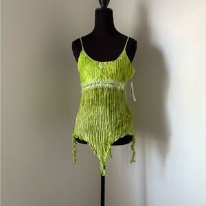 NWT Kaelyn-Max Green Sequin Asymmetrical Cami Top-Size Large